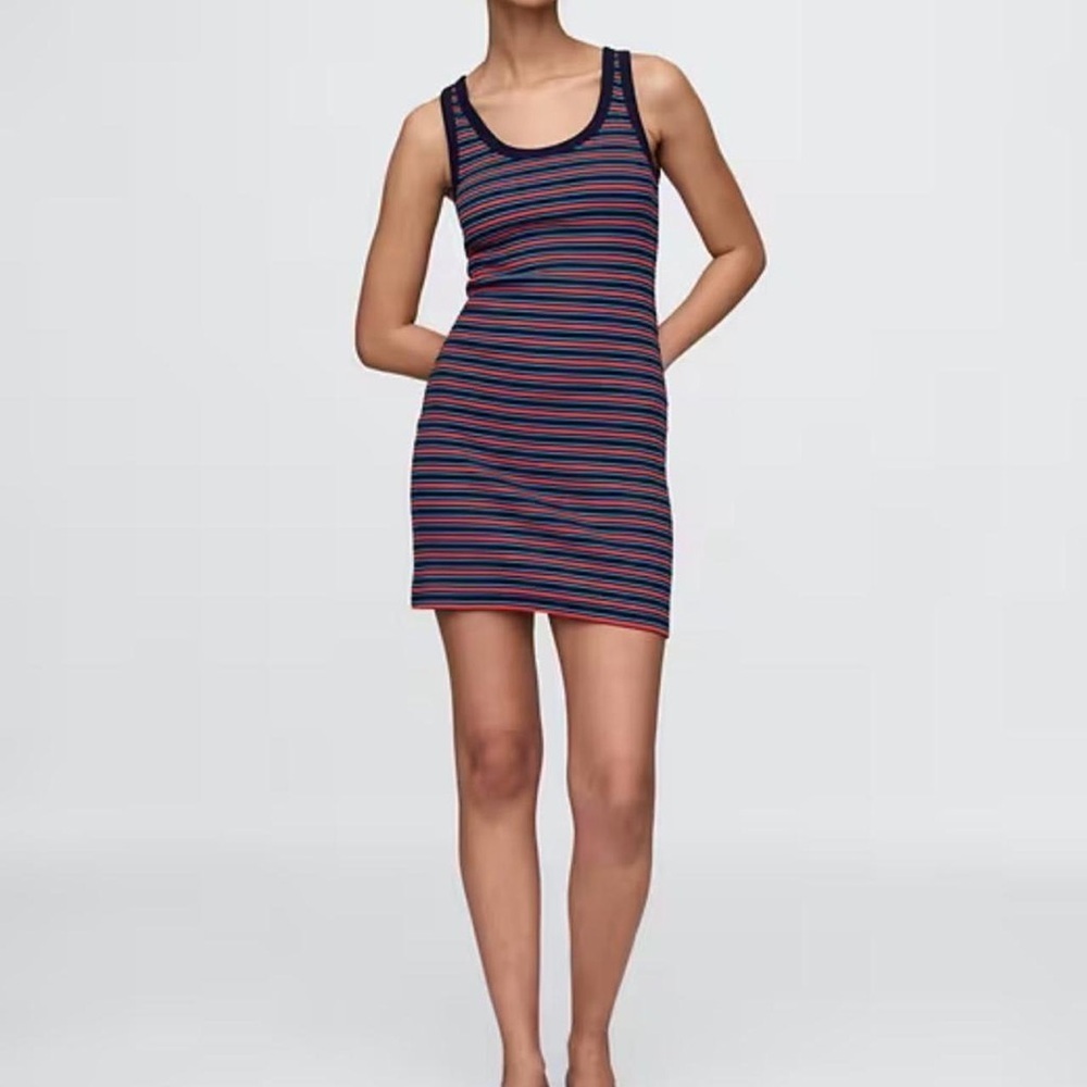 GAP Rib Mini Tank Dress In Stripes. Size Small NWT